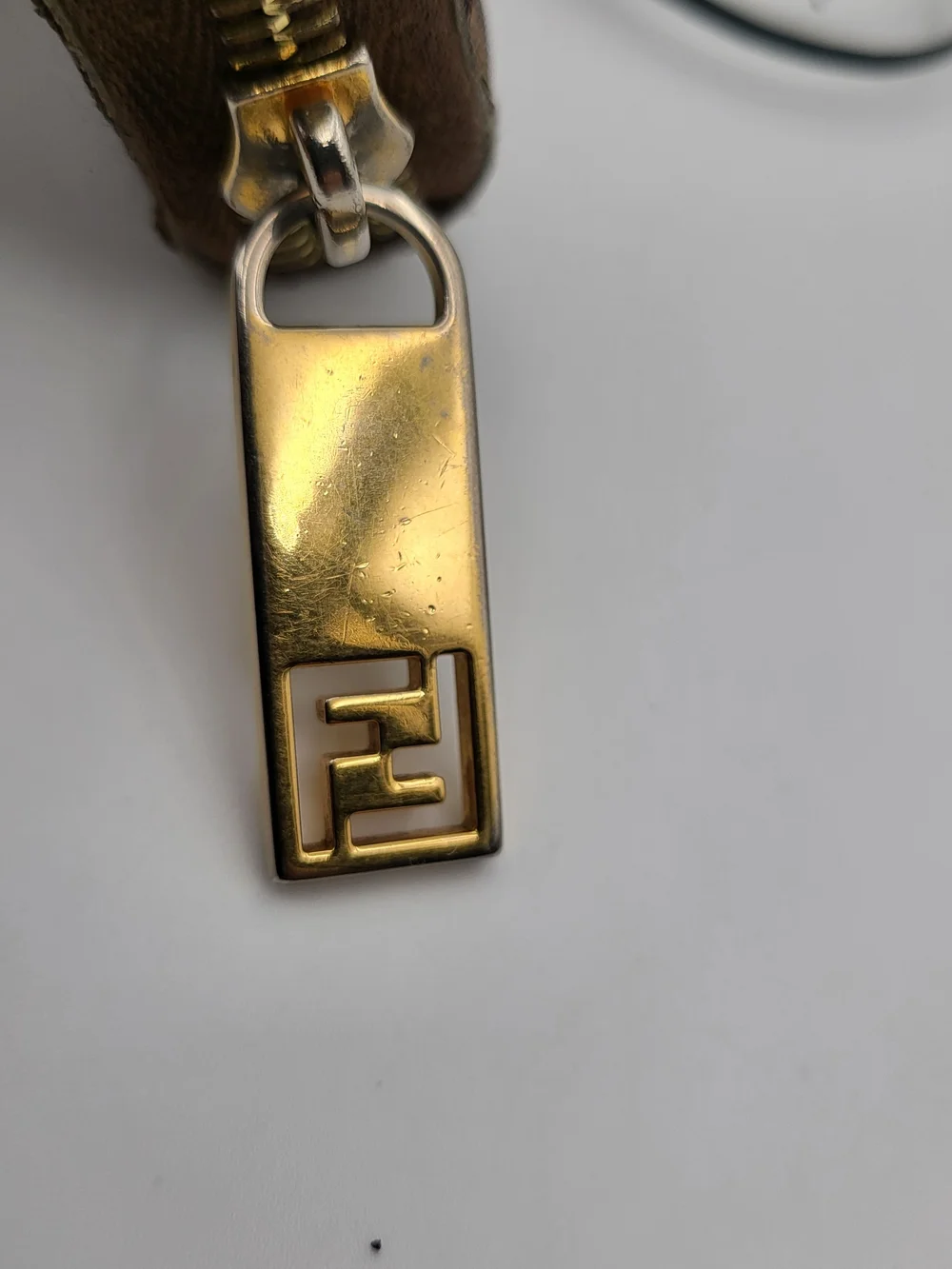FENDI Zucchino Spalmati Forever Zip Around Wallet Nocciola, Authentic w/COA.